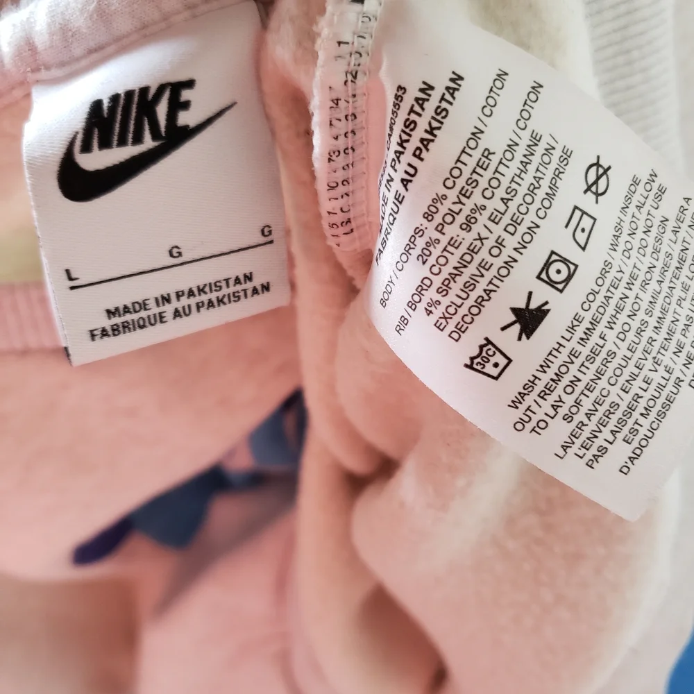 white Nike double swoosh cropped long-sleeved sweater Womens size Large - Picture 3 of 7